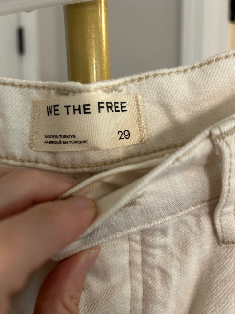 NWT We The Free Good Luck Mid Barrel Ivory Floral Wreath Jeans (small flaw) - Picture 3 of 8